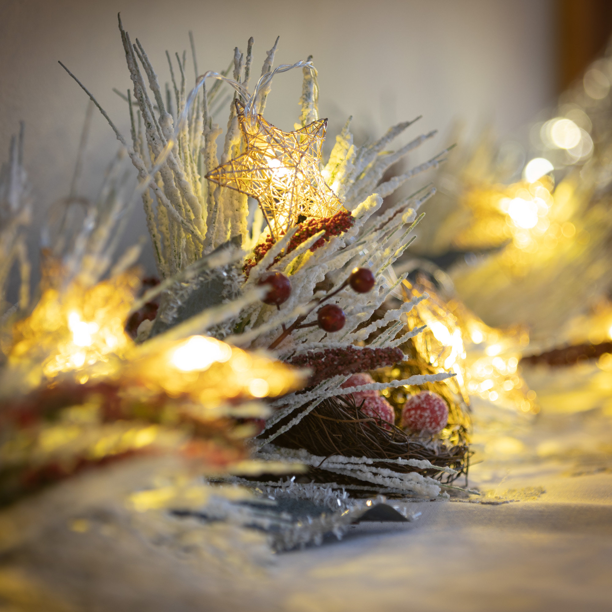 6' Figurine Novelty Garland with LED Clear/White Lights, Champagne