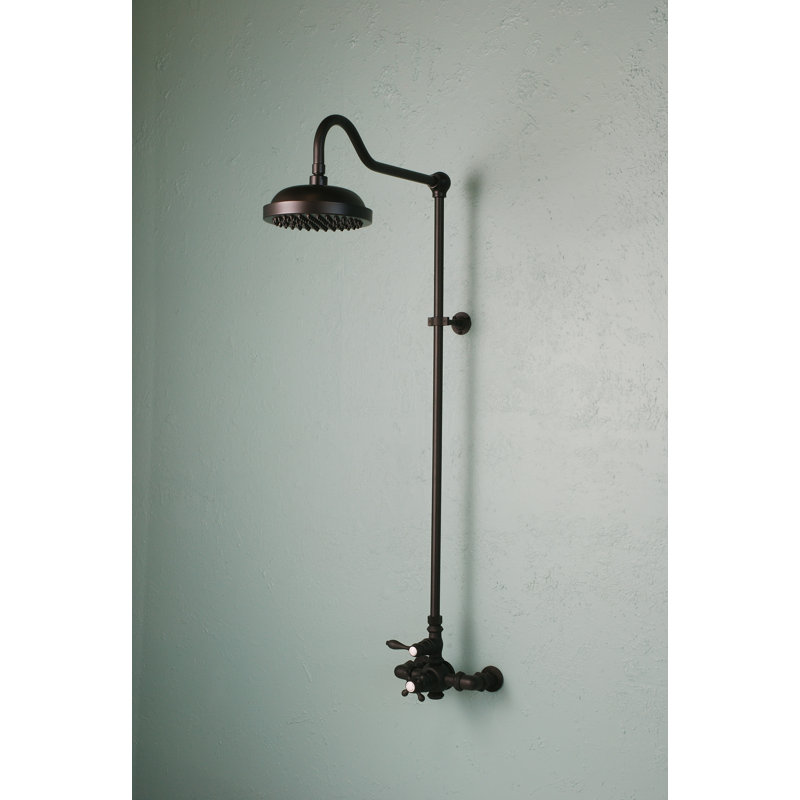 Système de douche thermostatique exposé 48 po mural avec douche à main 1,75 GPM et poignées levier / croix