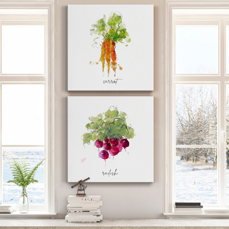 Croquis de cuisine - ensemble de 2 reproductions d'art sur toile tendue, H 40 po x l 80 po x P 1 po