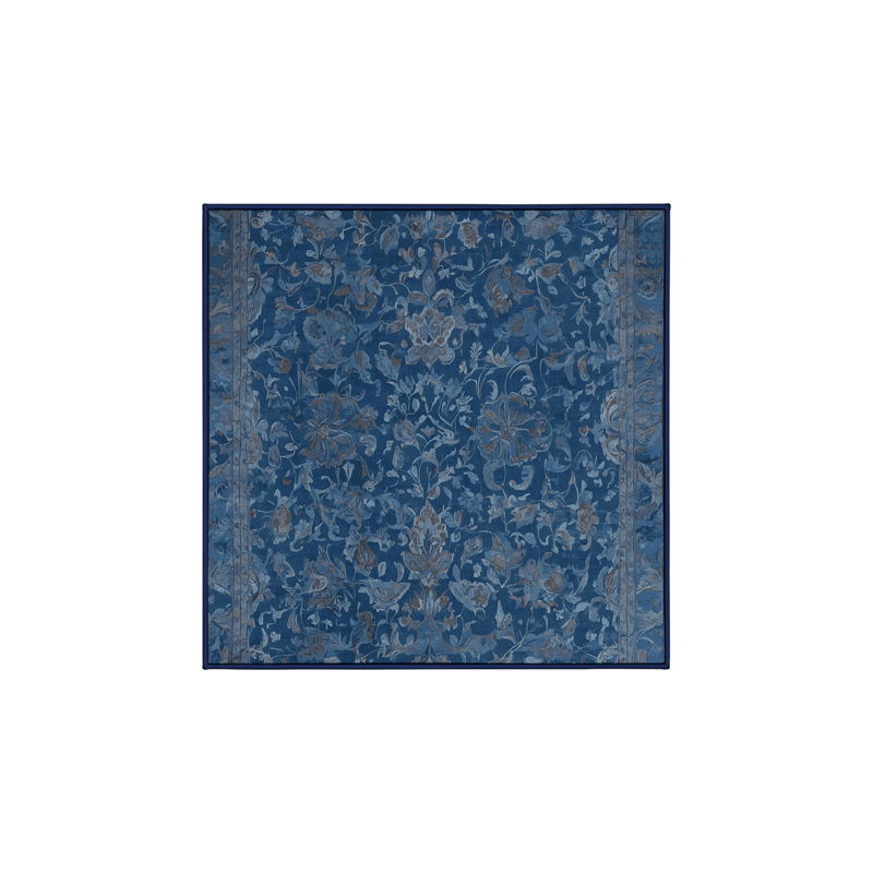 Machine Washable Blue Area Rug, Square 6'