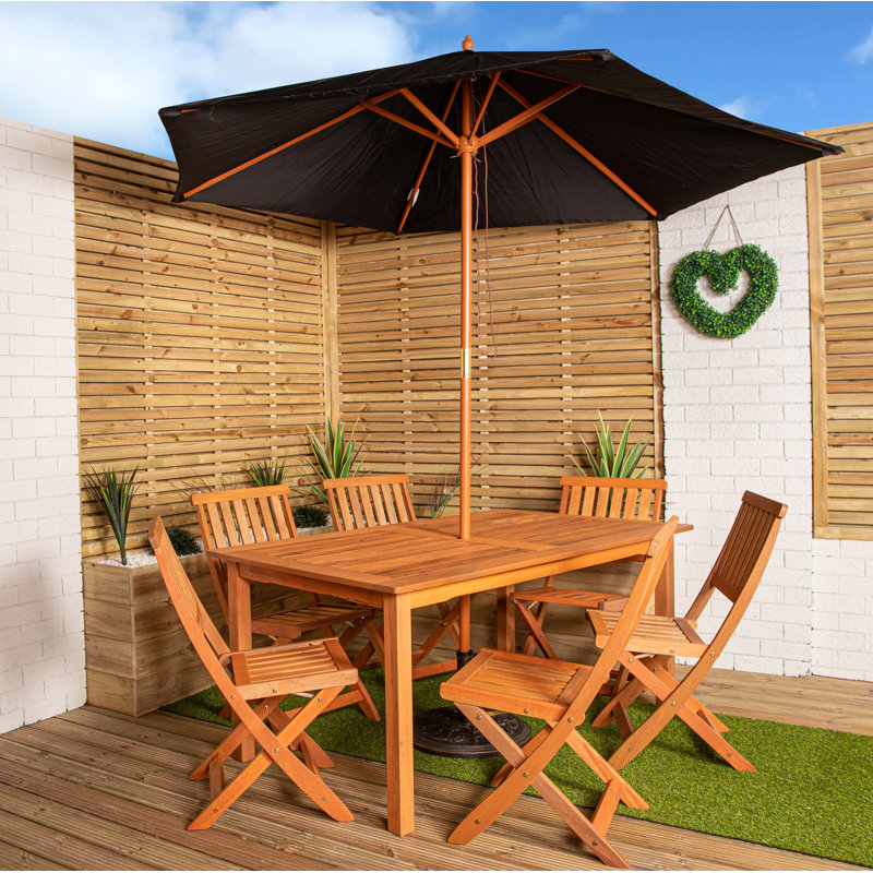 Caziyah Rectangular 8 - Piece 6 - Person 150 Cm L Outdoor Table Set