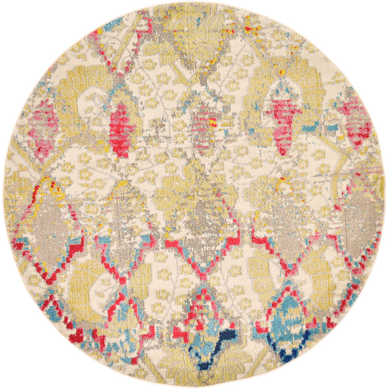 Colfin Washable Indoor Rug, Round 6'1"