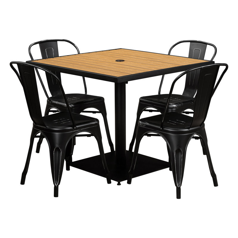 Patio Dining Tables W/Chairs, 30" H x 36" L x 36" W