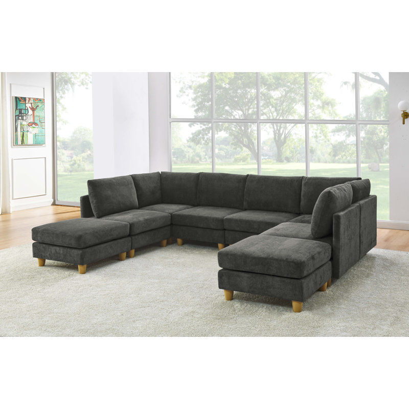 Canapé modulaire Boatwright, Mélange de polyester gris foncé