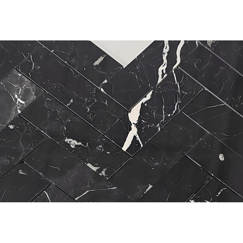 Carrelage mosaïque en marbre Nero Marquina, Noir