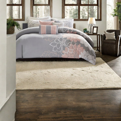 Ensemble de literie élégant 6 pièces, imprimé floral en polyester pour la maison