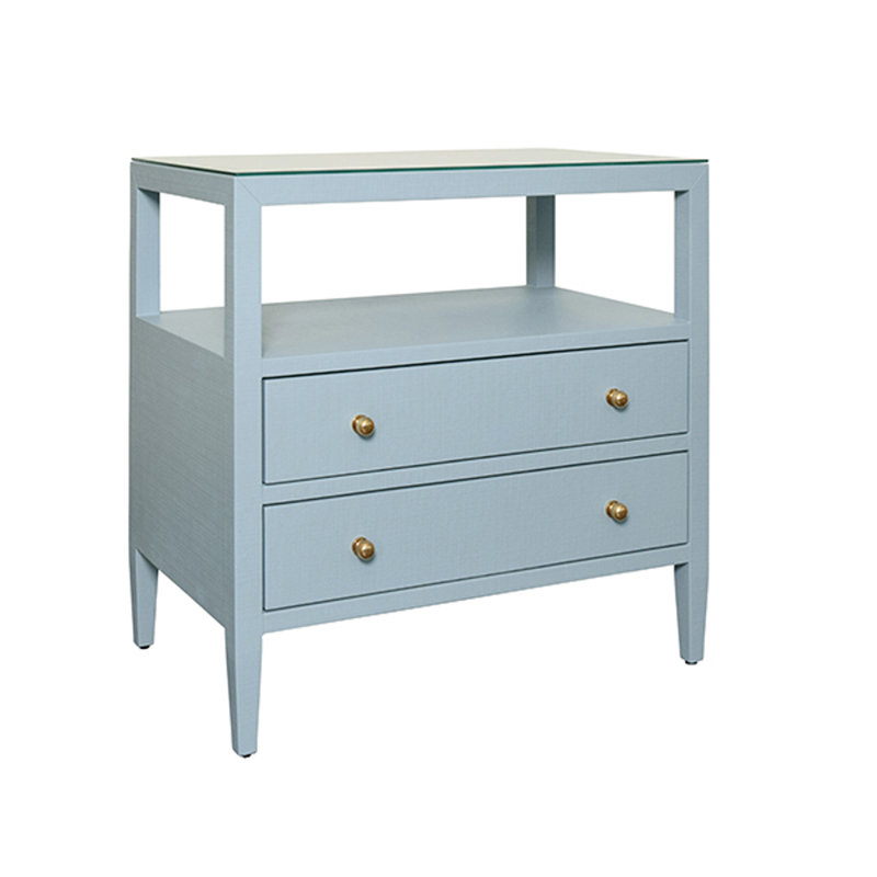 Douglas Glass End Table, Blue