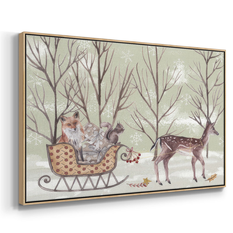 Christmas Time I, H 17 po x l 25 po x P 1,5 po, Toile naturelle avec cadre flottant
