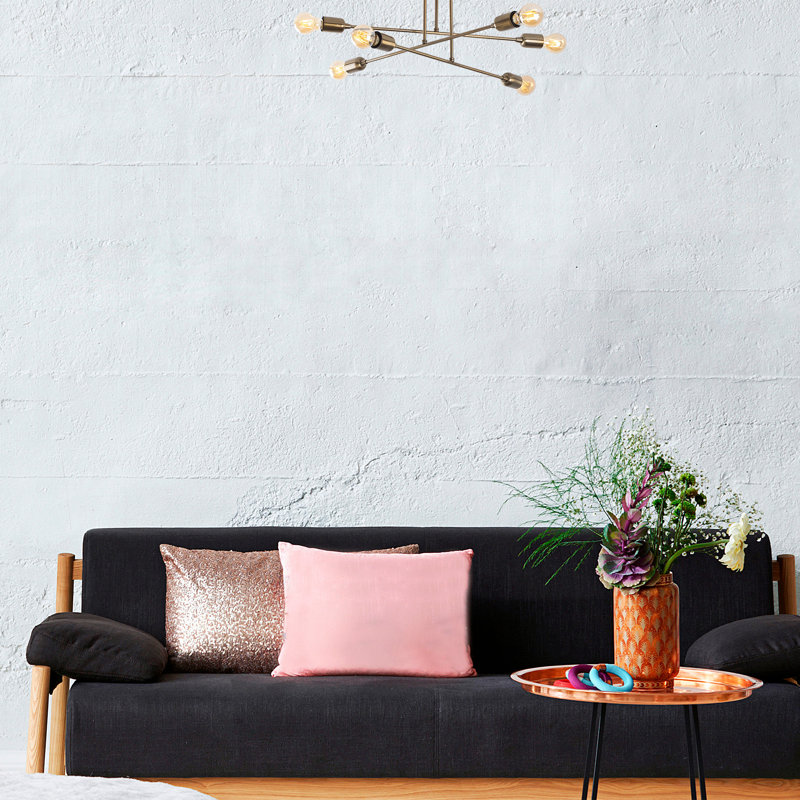 Lustre industriel rétro, structure en métal, 26,0 x 26,0 x 10,6 pouces | 6 x douilles E27 (40 W maximum) | Design moderne élégant avec finition de couleur unie | Parfait pour la salle à manger et les espaces de vie, classe IP20