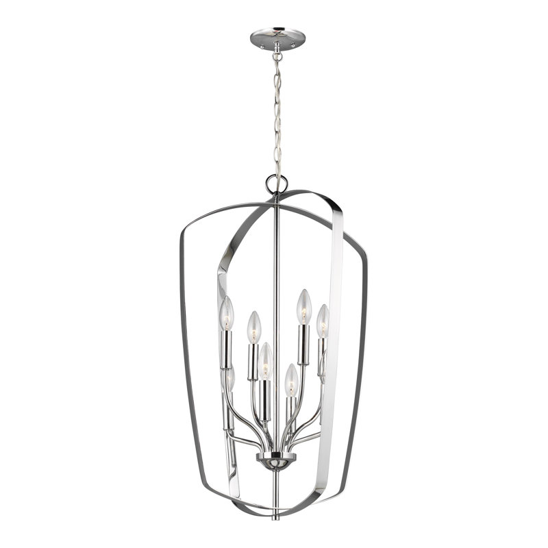 Romee Large Eight Light Hall / Foyer from Generation Lighting , Chrome, Not Energy Star, No