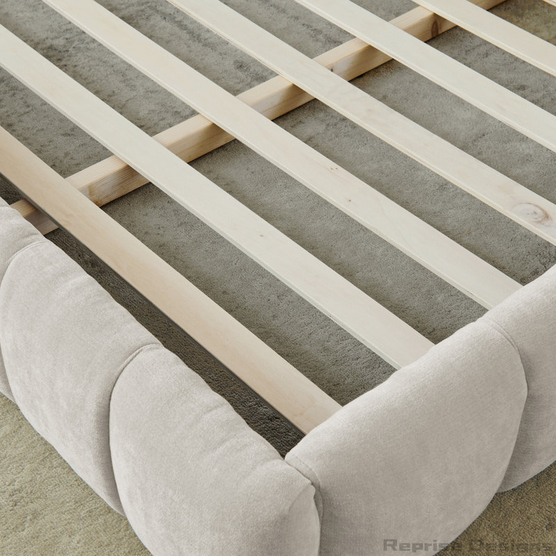 Structure de lit plateforme en chenille, Beige