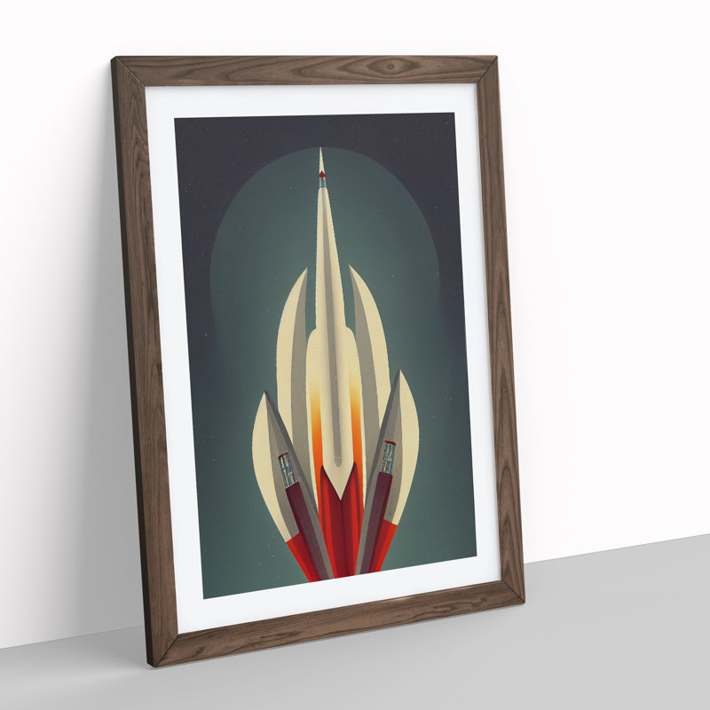 An Unbeatable Spaceship Rocket - Wall Art, 64cm H x 46cm W, Walnut Framed