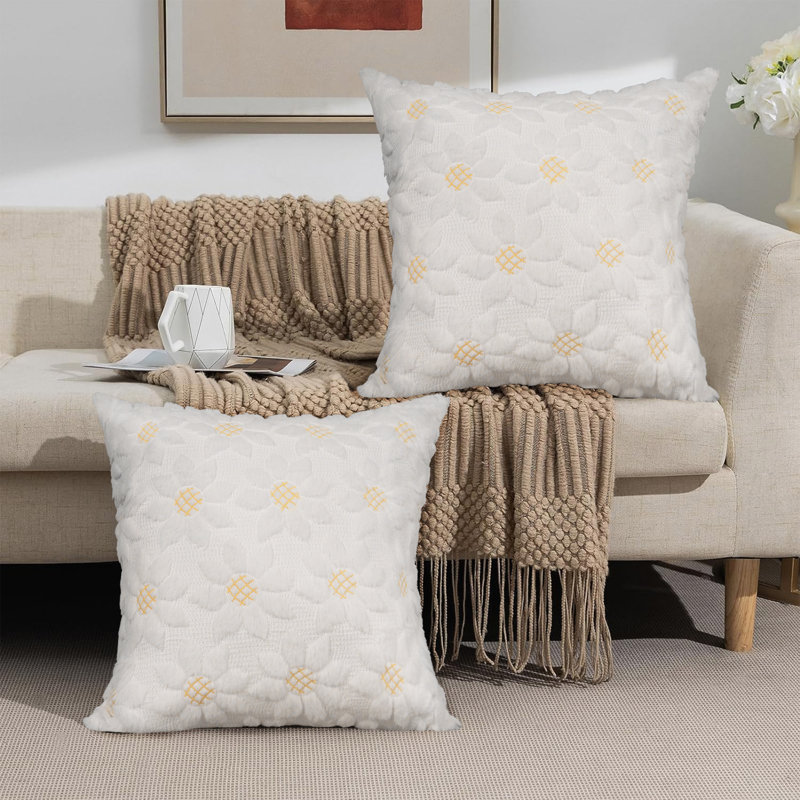 Housses de coussin en jacquard Barossa Design, Carré 20 po, Blanc