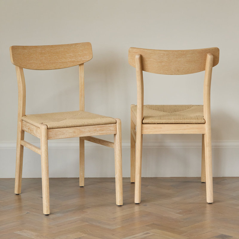 Landgrove 47cm H Solid Wood Low Back Side Chair, Whitewash Oak