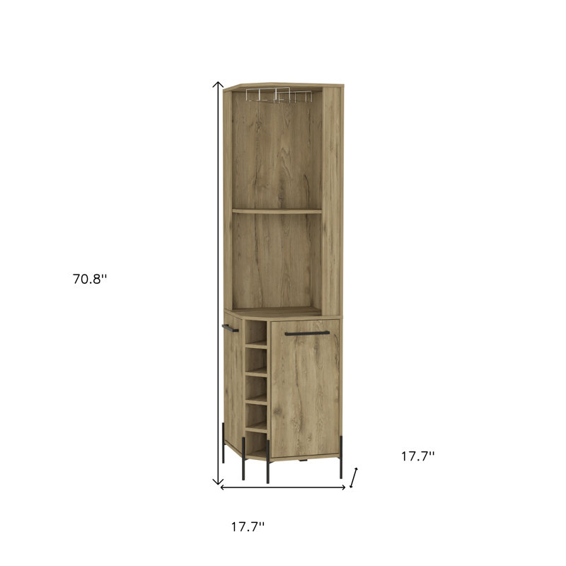 Bar d'angle 71 "en bois naturel avec deux portes