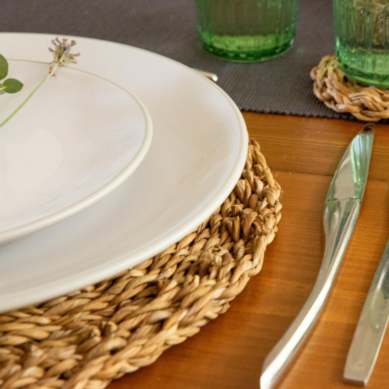 Argon Tableware - 12 Piece Woven Typha Placemats & Coasters Set - 6x Placemats, 6x Coasters