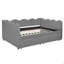 Lit de jour en vichy double avec deux tiroirs de rangement et port USB-355235047-355235046