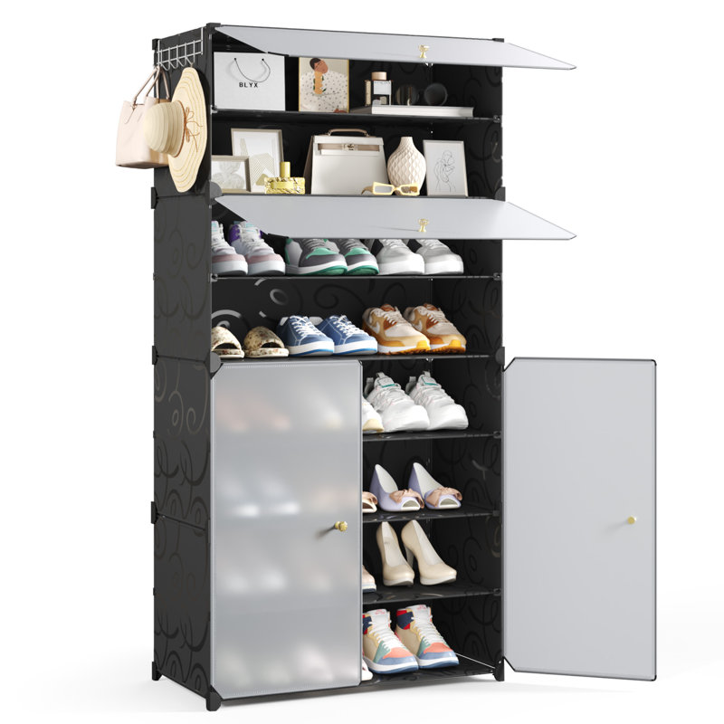 24 Pair Shoe Storage Cabinet, Black
