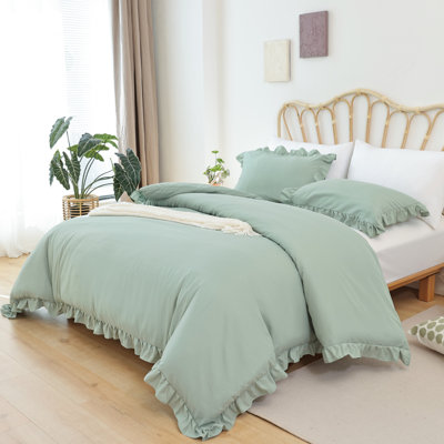  superfiber comforter set with all season ruffled three-piece