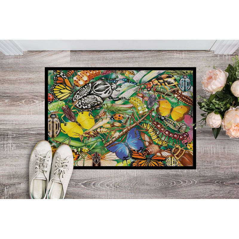 Tapis d'entrée antidérapant Insta, Insectes et papillons, L 24 po x L 36 po