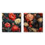 Opulence rouge victorienne rouge, motif floral - ensemble de 2 reproductions d'art en métal-102682166