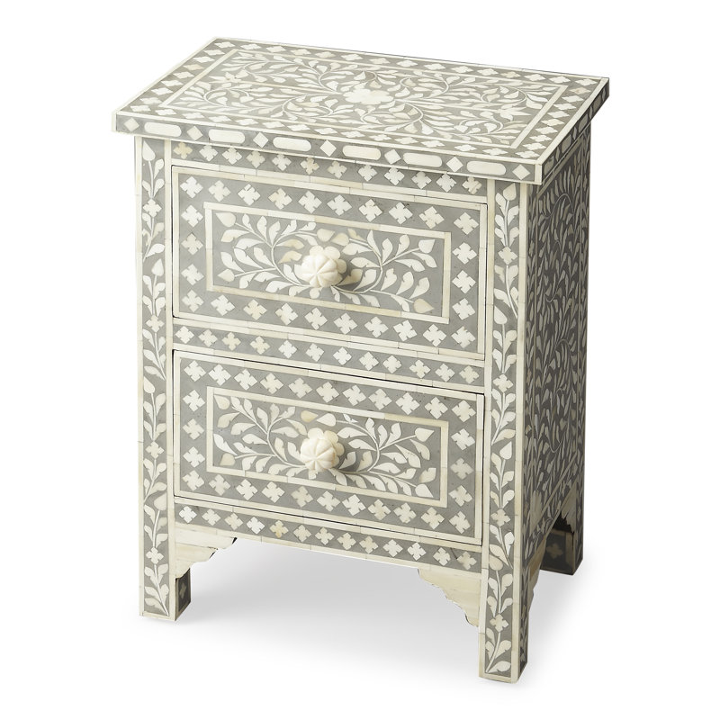 Vivienne 2 Drawer Accent Chest, Gray