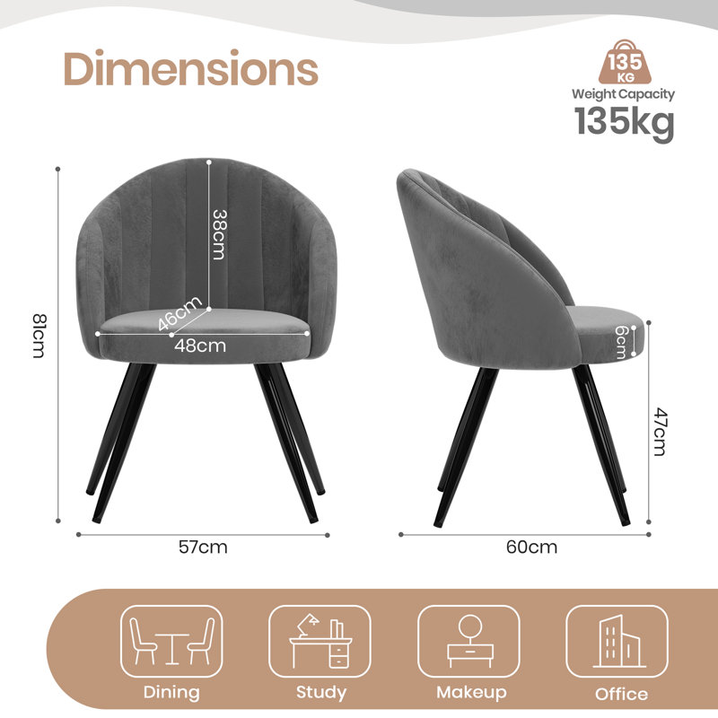 41 cm H Armchair, Grey, 6