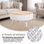 Table basse ronde avec rangement, plateau relevable, décor sculpté blanc, table décorative en bois robuste, style champêtre moderne bohémien