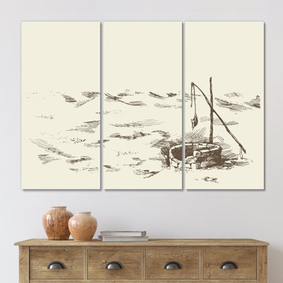 " Jewish Fountain Basin Hole In Israel " 3 - Pieces Painting Print