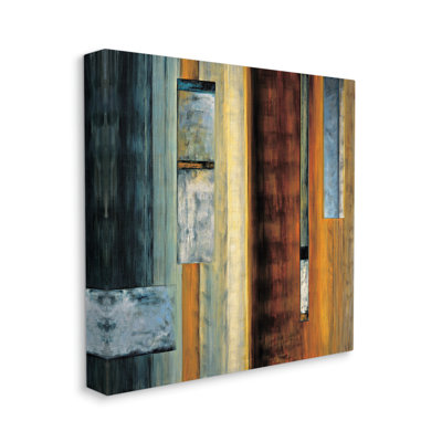 «Rustic Abstraction», brun, orange, bleu, impression