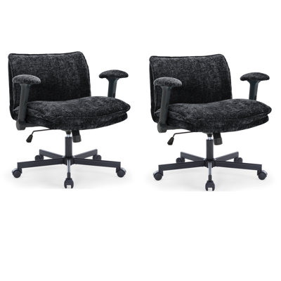 Chaise de bureau 2 pièces en velours avec accoudoirs réglables