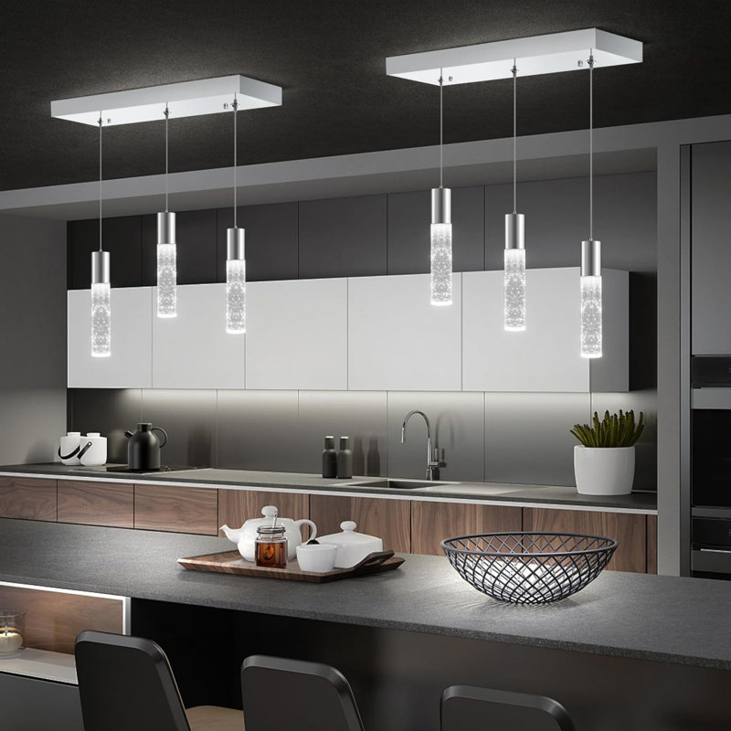 Luminaire suspendu à DEL en cristal de chrome à intensité variable