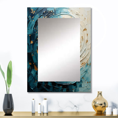 Spirales célestes II - miroir abstrait en spirales, miroir mural décoratif moderne, art imprimé en métal