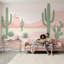 Papier peint paysage désertique rose cactus Saguaro-1137122074-1137122075
