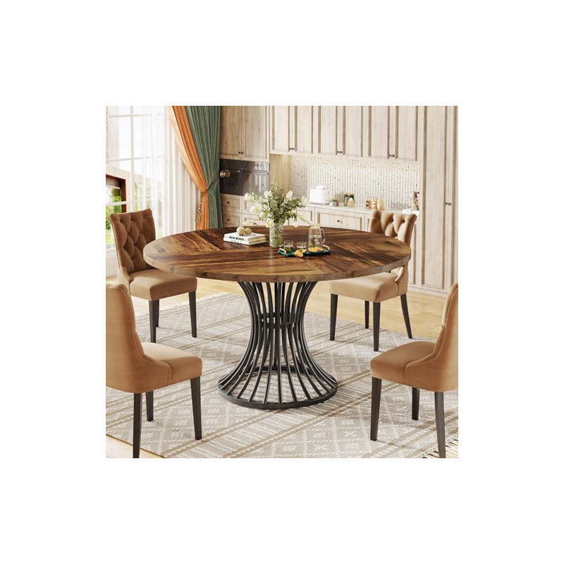 Aishini Round Solid Wood Top Dining Table