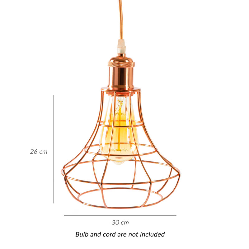 26cm H Metal Bell Pendant Shade ( Screw On ) in Rose Copper