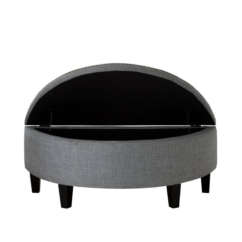 Rangement demi-cercle capitonné noir 44 po Venne, Mélange de lin gris clair