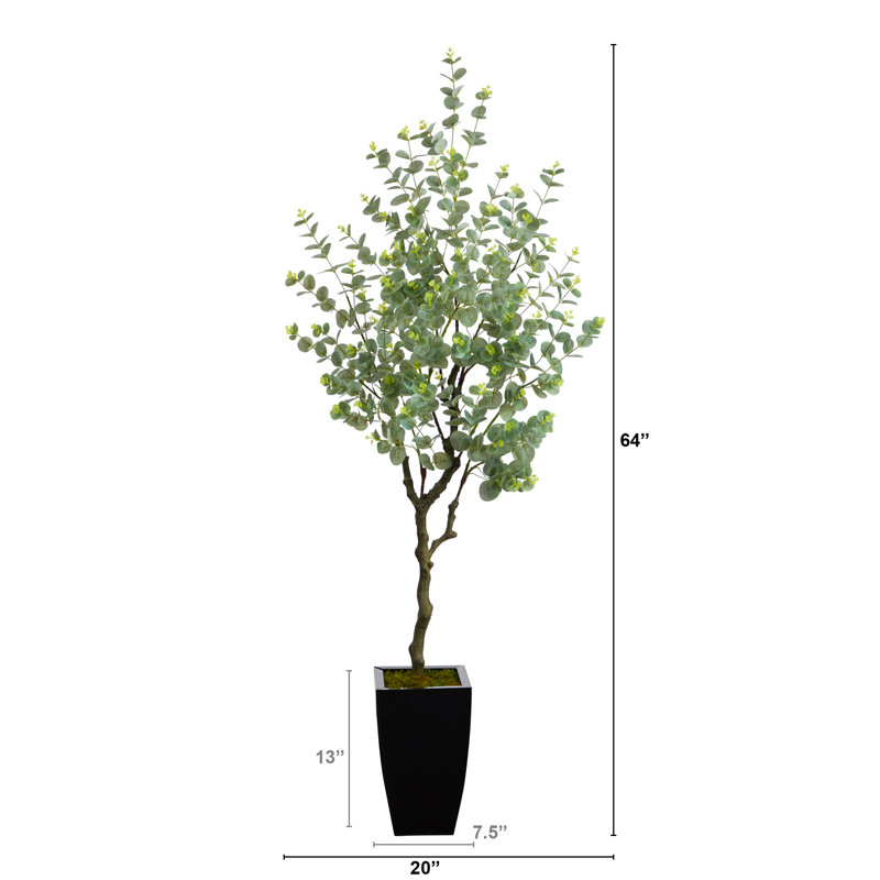 Eucalyptus artificiel 13 po en pot, H 64 po x l 20 po x P 18 po