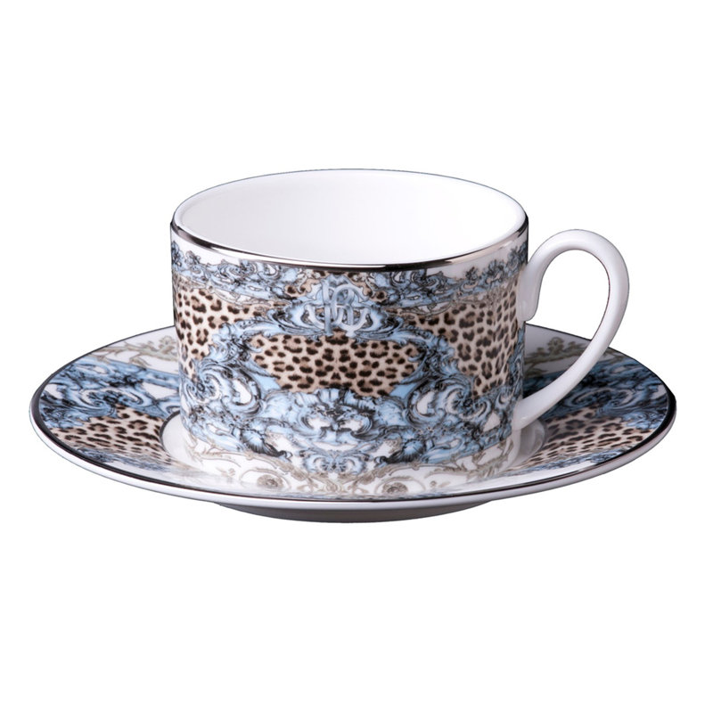 Tea Cup & Saucer PALAZZO PITTI Set of 2 in Luxury Box 3.3in, H 2.3in, cap. 7.5 oz, Saucer 6in