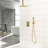 16 Inch Square Gold Shower System - Dual Head With Handheld And Spray Patterns Ceiling Mounted Adjustable Pattern-126673545
