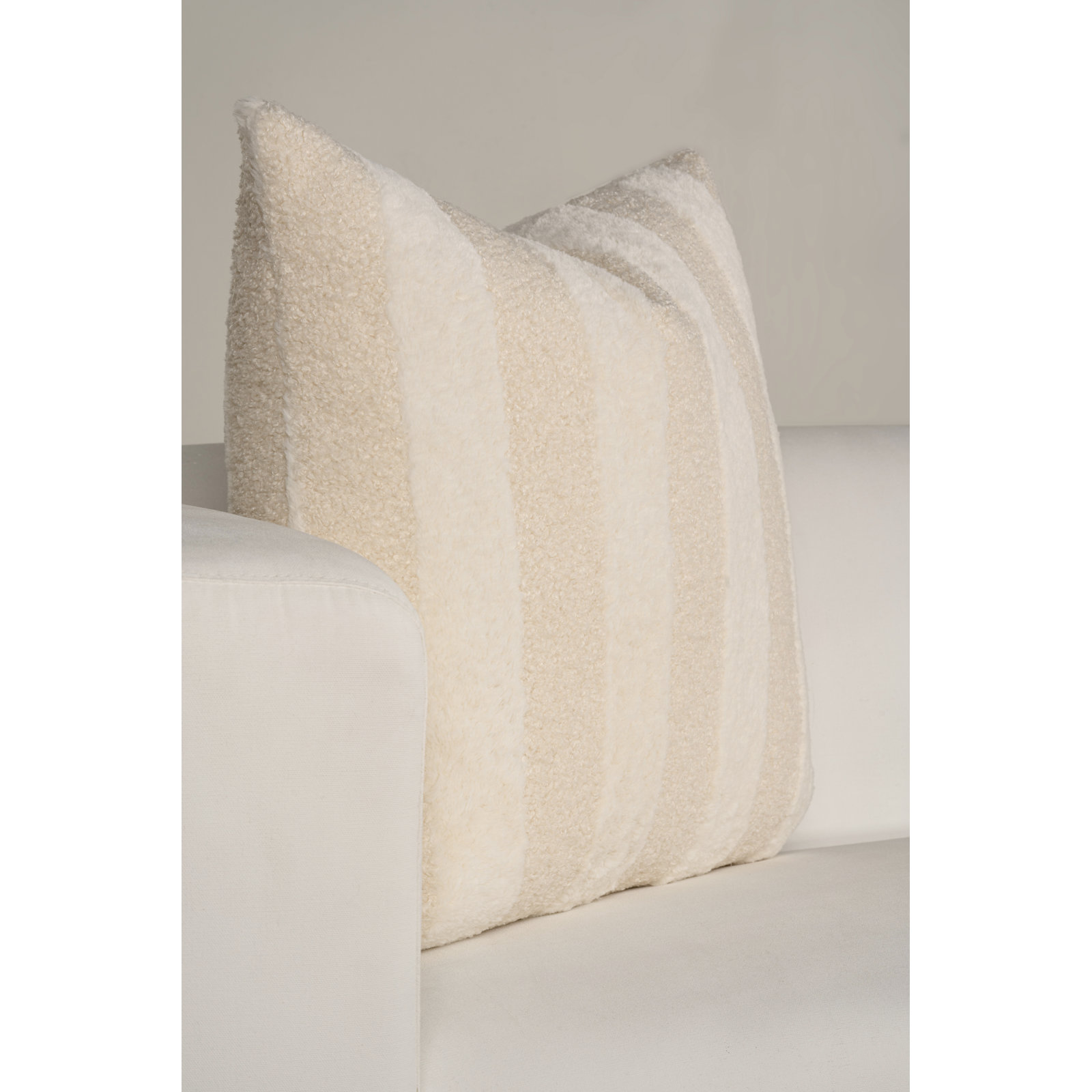 Prudence Cream 20" x 20" Throw Pillow, Feather, Square 20", Brown Striped