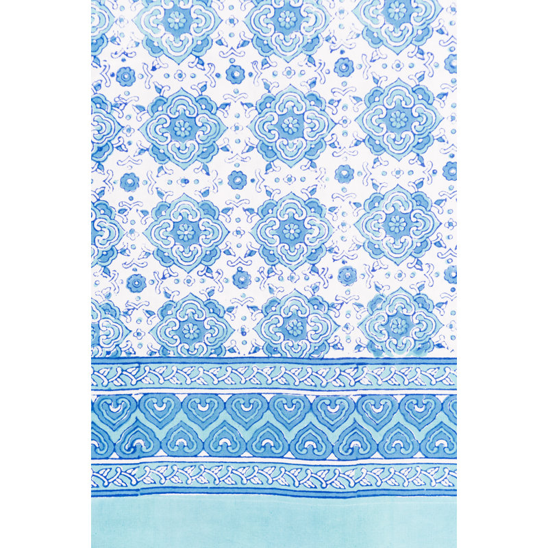 Rideau obscurcissant 100% coton Keerie, Bleu / blanc