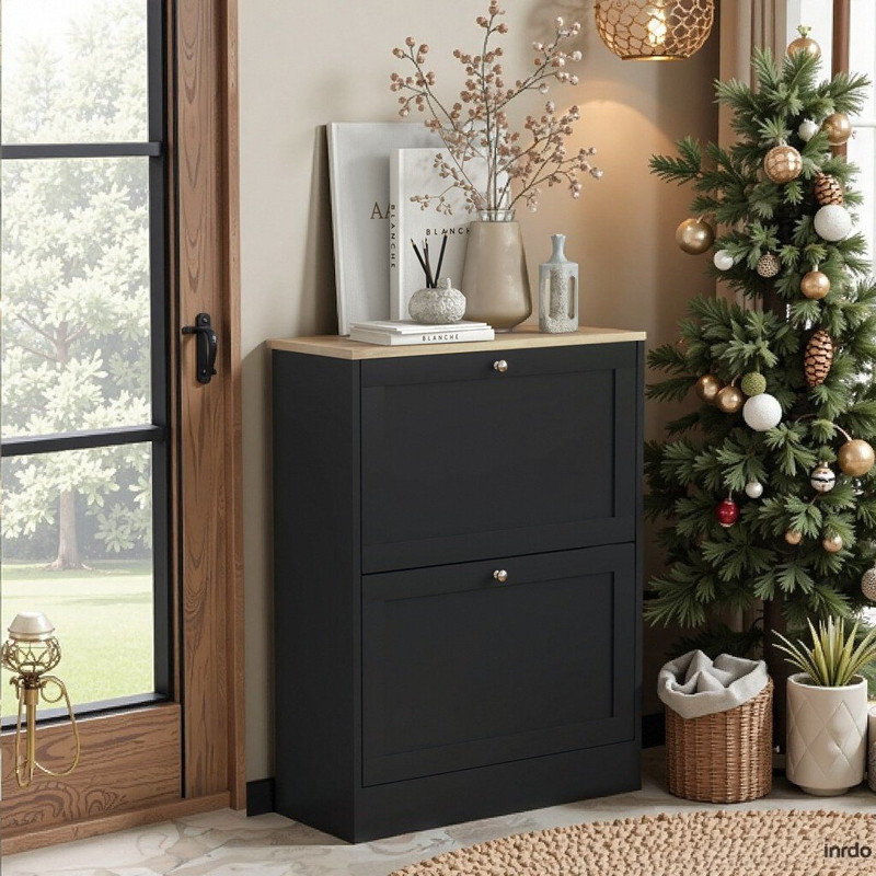 Armoire à chaussures Rosala, Noir