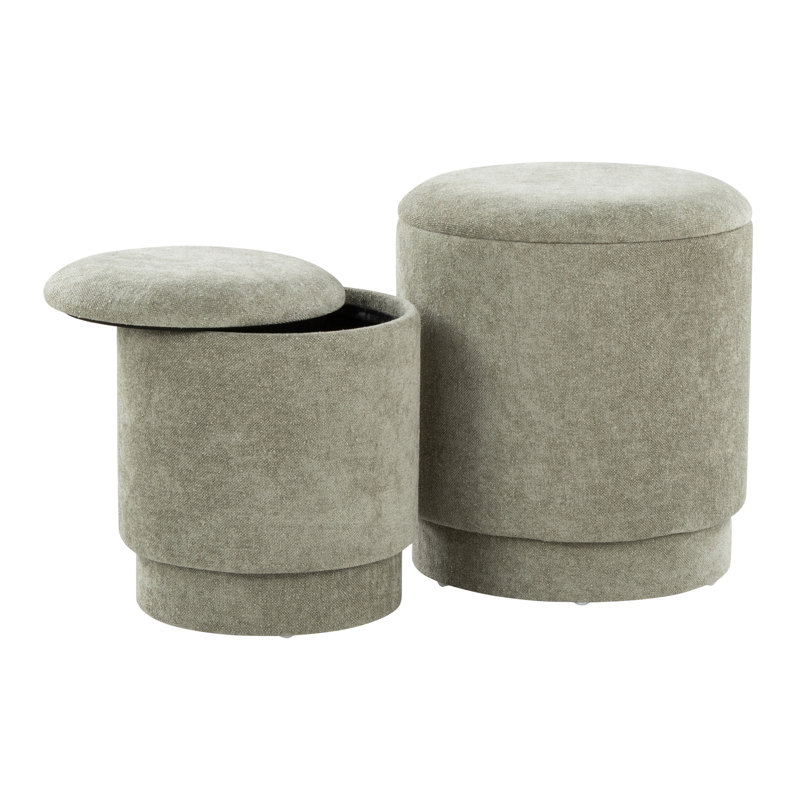 Marla Upholstered Contemporary Ottoman Set, Green