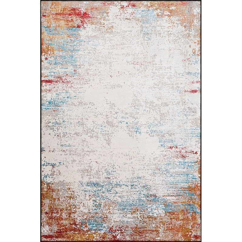 Tapis décoratif lavable orange à motif pastel brodé, Tapis de couloir 2 pi 6 po x 6 pi 7 po inclus