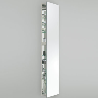 M Series Recessed Framed 1 Door Medicine Cabinet with 7 Adjustable Shelves and LED Lighting
