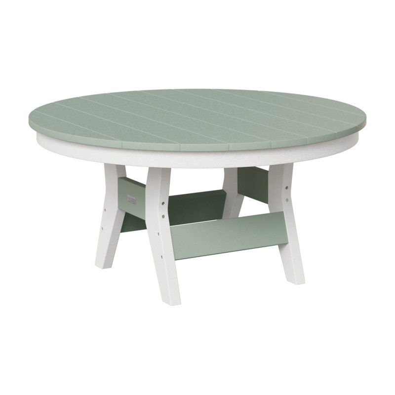 Harbor Outdoor Round Coffee Table, Seafoam/White
