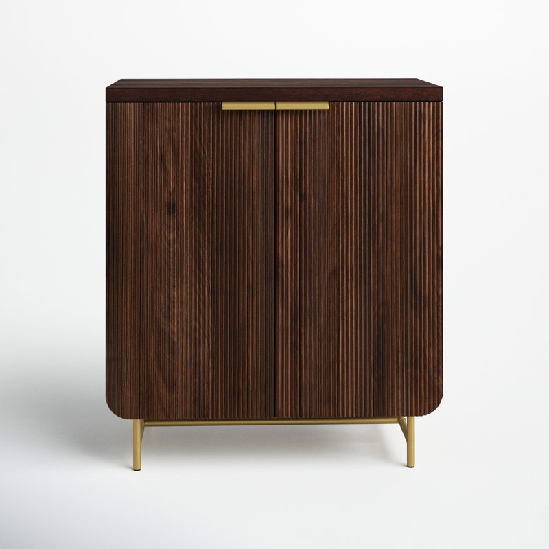 Ludlow Reeded 2-Door Accent Cabinet, Dark Walnut/Gold