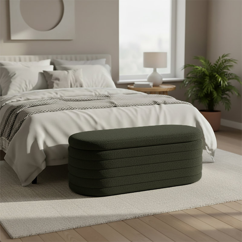 Banc de rangement rembourré Classic, Vert foncé