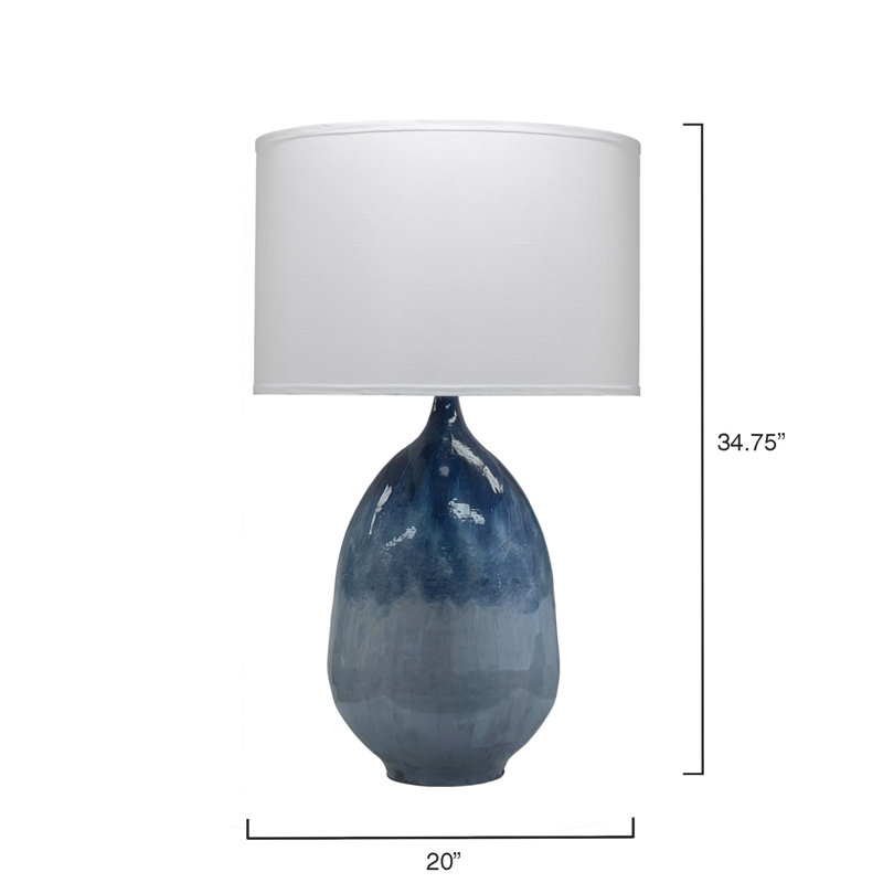 Blue Ombre Iron Table Lamp with Linen Shade